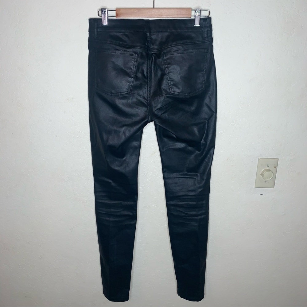 Eileen Fisher Faux Leather Skinny Jeans in Black Organic Cotton Mix